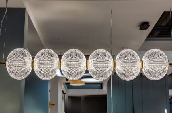 LED Lustr na lanku PELLUCID LED/23W/230V zlatá/čirá