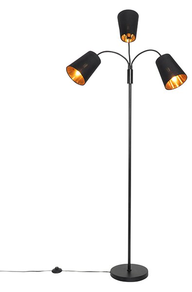 Moderní stojací lampa černá 3-světlo - Carmen