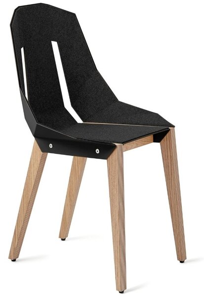 Černá plstěná jídelní židle Tabanda DIAGO s dubovou podnoží