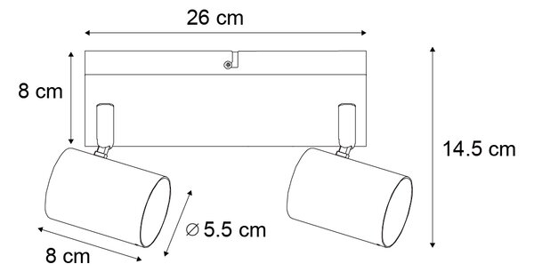Moderní stropní svítidlo černé 2-světla nastavitelné obdélníkové - Jeana