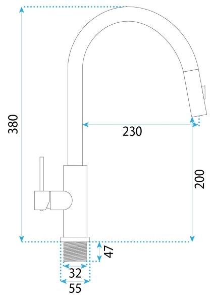 REA-B7575 - Dřezová baterie s vytahovací sprškou ONTARIO 38 cm broušená zlatá