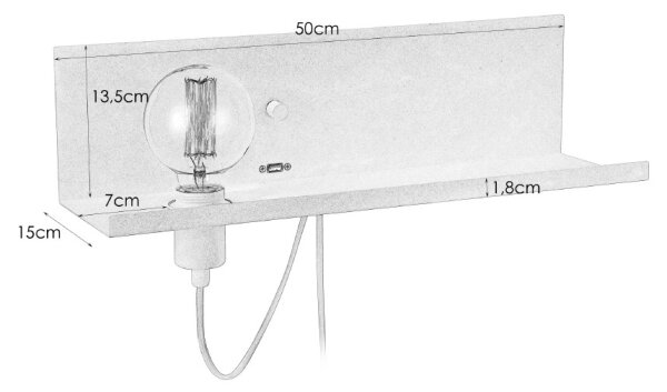 Markslöjd 106969 - Stmívatelné nástěnné svítidlo s USB MULTI 1xE27/60W/230V