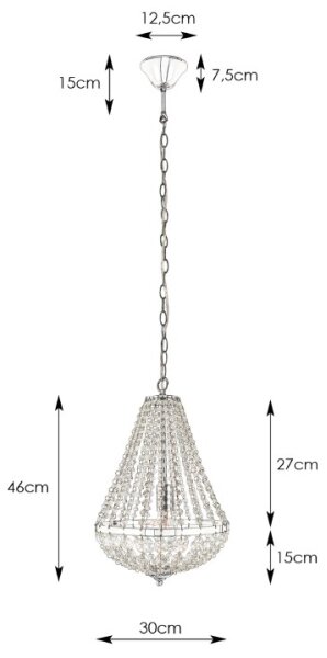 Markslöjd 106118 - Křišťálový lustr na řetězu GRÄNSÖ 1xE27/60W/230V