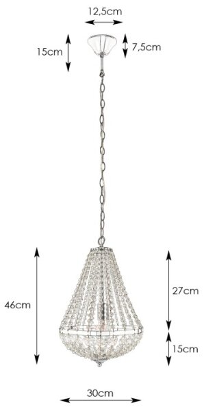 Markslöjd 104889 - Křišťálový lustr na řetězu GRÄNSÖ 1xE27/60W/230V