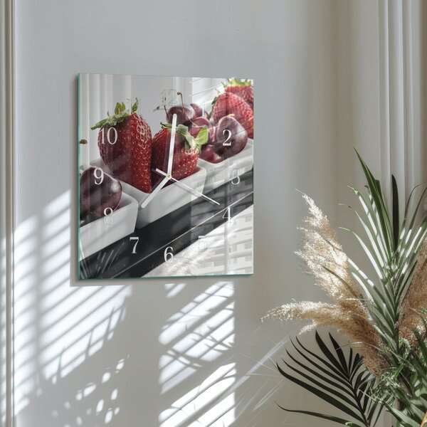 Skleněné hodiny Jahody zskb-30x30-00086763