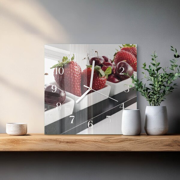 Skleněné hodiny Jahody zskb-30x30-00086763