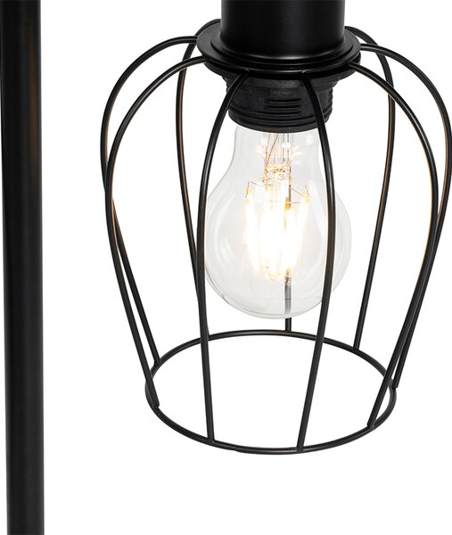 Rustikální stolní lampa černá se dřevem - Stronk