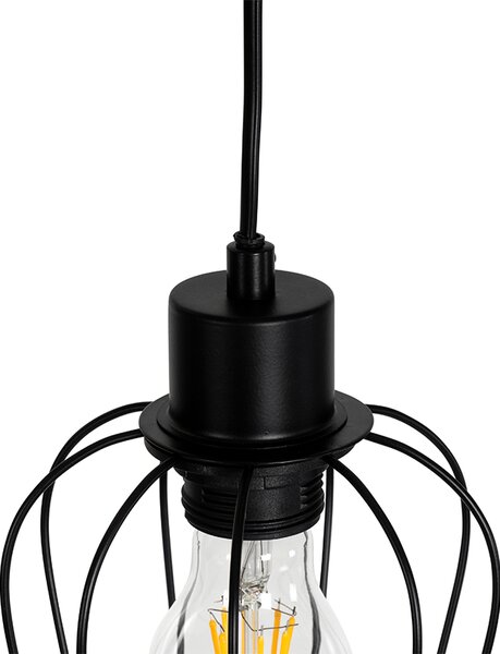 Rustikální stojací lampa černá se dřevem 2-světlo - Stronk
