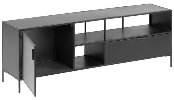 Černý kovový TV stolek Kave Home Shantay 150 x 35 cm