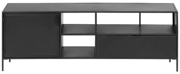 Černý kovový TV stolek Kave Home Shantay 150 x 35 cm