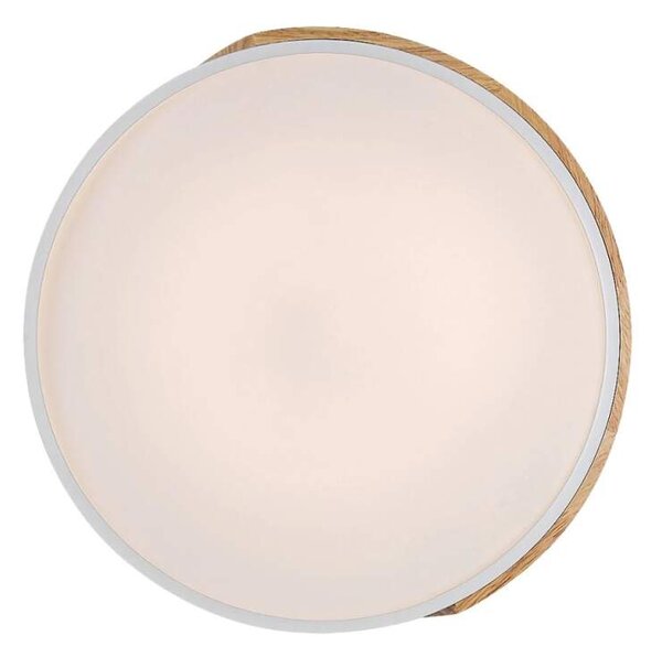 Rabalux 3527 MAPLE - Stropní kulatý lustr v bílé barvě se dřevěným prvkem, LED 24W, 3000K, Ø 41,5cm (Moderní LED úsporné svítidlo v bílé barvě kovu se dřevem)