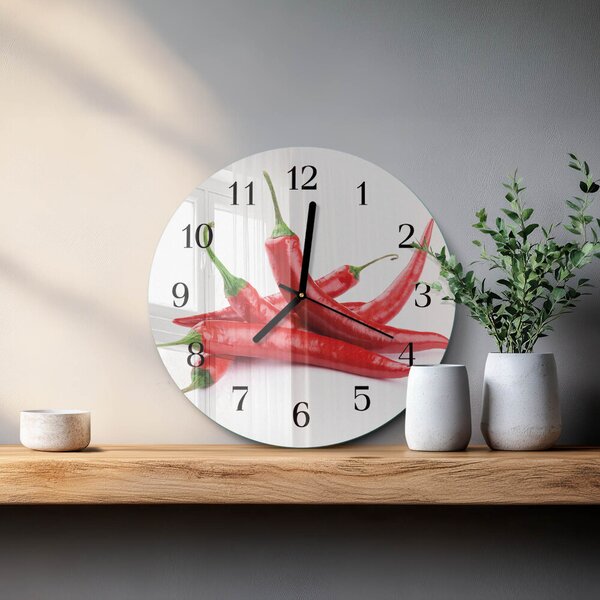 Skleněné nástěnné hodiny Chilli papričky zsoc-fi30-00183558