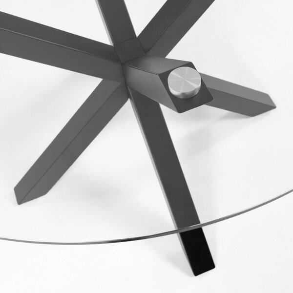 Skleněný konferenční stolek Kave Home Argo 82 cm s černou kovovou podnoží