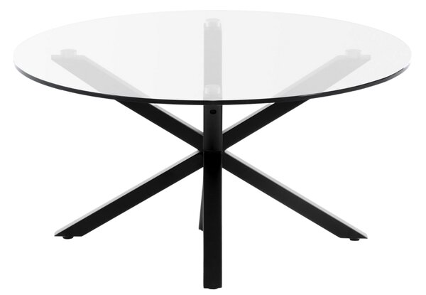 Skleněný konferenční stolek Kave Home Argo 82 cm s černou kovovou podnoží
