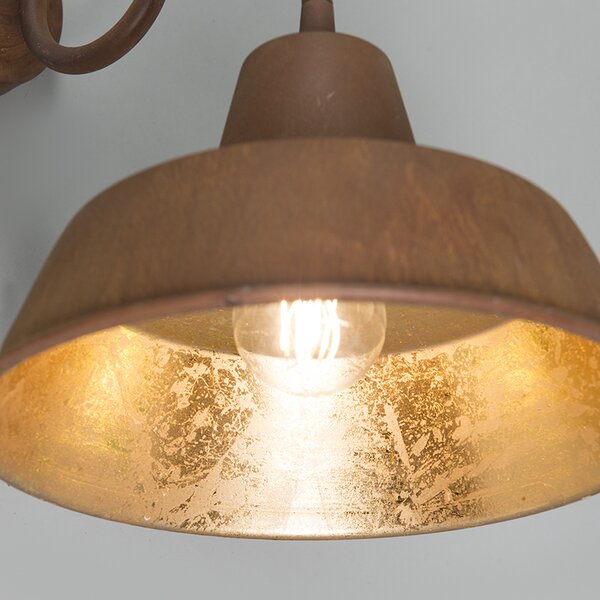 Sada 2 nástěnných lamp rezavých se zlatým vnitřkem - Factory