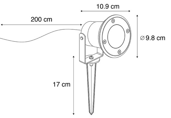 Sada 3 chytrých zahradních bodových světel černá vč. kabelu a zástrčky 200cm IP65 vč. Zigbee GU10 - Basic