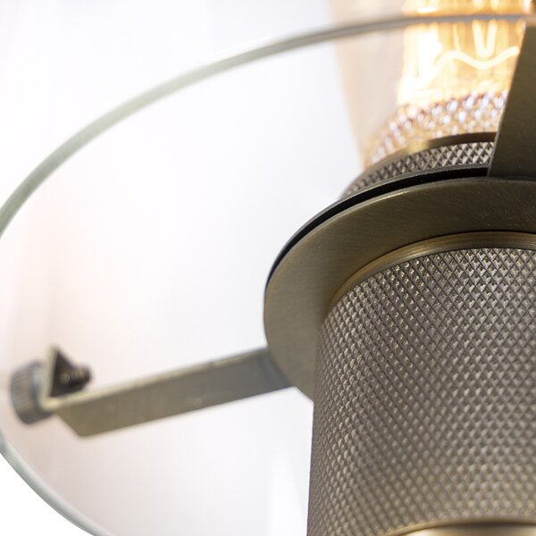 Moderní nástěnná lampa bronzová se sklem - Dome