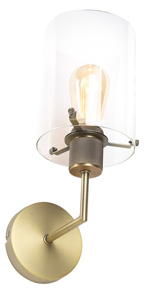 Moderní nástěnná lampa bronzová se sklem - Dome
