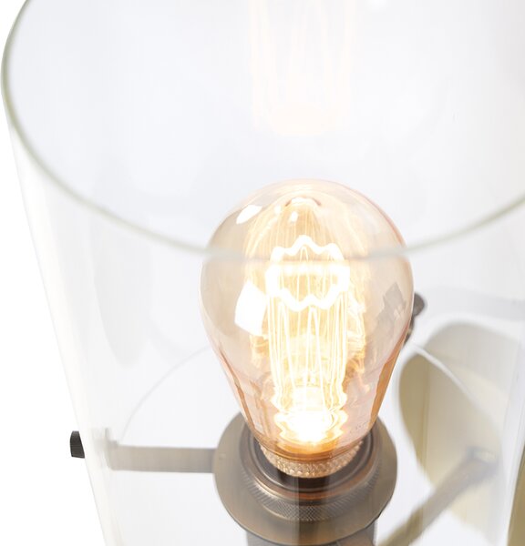 Moderní nástěnná lampa bronzová se sklem - Dome