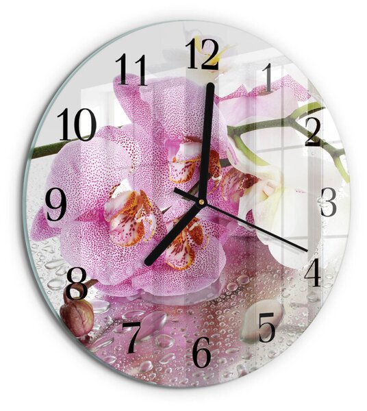 Skleněné nástěnné hodiny Orchidej zsoc-fi30-00175404