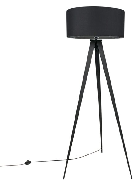 Moderní stojací lampa černá s černým stínidlem - Ilse