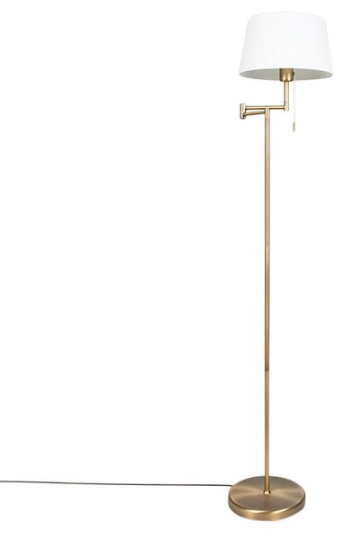 Klasická bronzová stojací lampa s nastavitelným bílým stínítkem - Ladas Fix