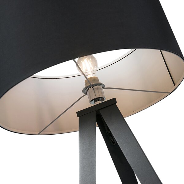 Moderní stojací lampa černá s černým stínidlem - Ilse