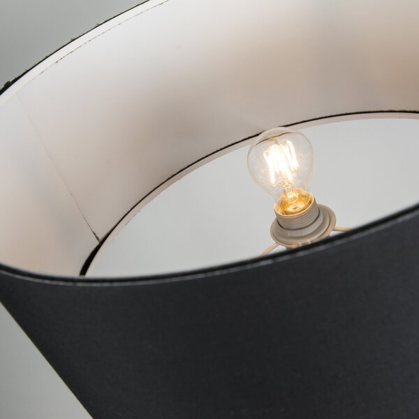 Moderní stojací lampa mosazná s černým stínítkem - Ilse