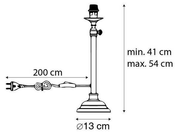 Klasická stolní lampa černá nastavitelná bez stínidla - Accia