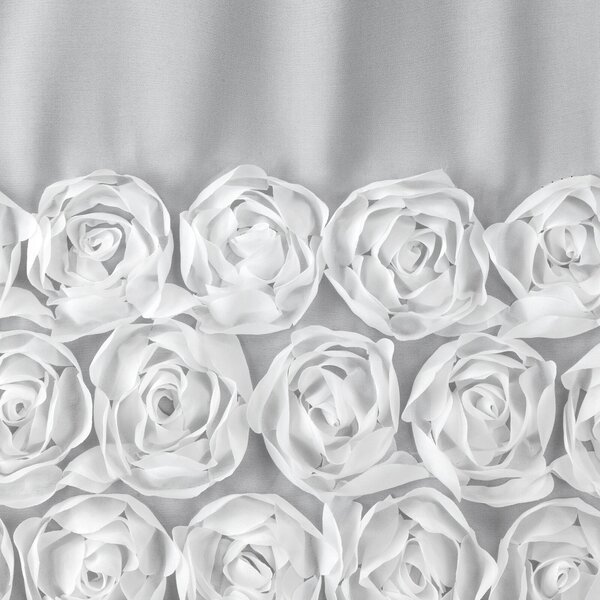 ZÁCLONA NA KROUŽCÍCH EVA MINGE ROSES8 400X160 CM BÍLÁ