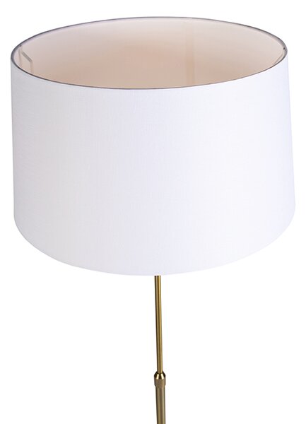 Stojací lampa bronzová s lněným stínítkem bílým 45 cm nastavitelná - Parte