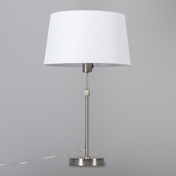 Stolní lampa ocelová s bílým stínítkem 35 cm nastavitelná - Parte