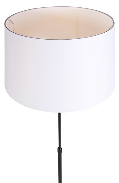Stojací lampa černá s bílým lněným stínítkem 45 cm nastavitelná - Parte
