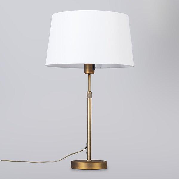 Stolní lampa bronzová s stínítkem bílým 35 cm nastavitelná - Parte