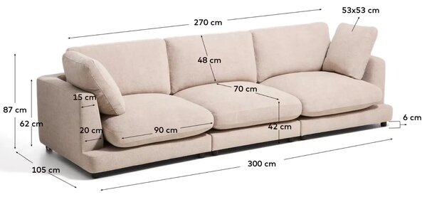 Kave Home Béžová čtyřmístná bouclé pohovka Gala 300 cm