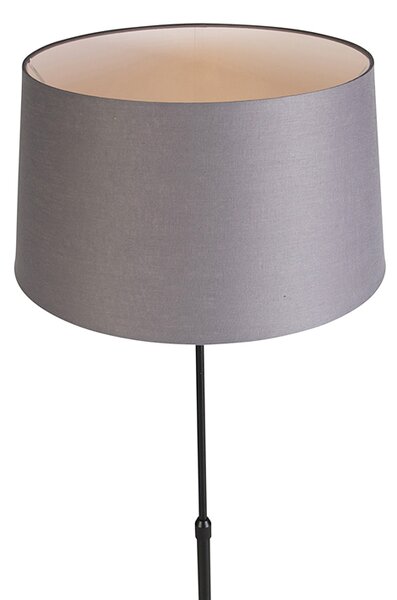 Stojací lampa černá s tmavě šedým lněným stínítkem 45 cm - Parte