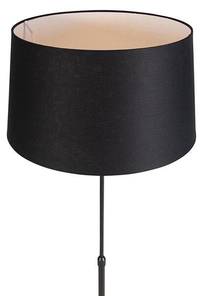 Stojací lampa černá s černým lněným stínítkem 45 cm nastavitelná - Parte