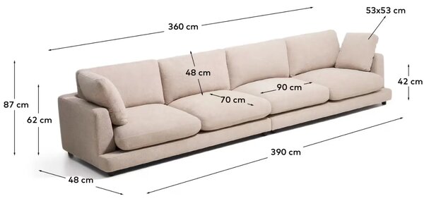 Kave Home Béžová šestimístná bouclé pohovka Gala 390 cm