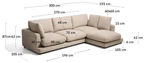 Kave Home Béžová rohová bouclé pohovka Gala 300 cm, pravá