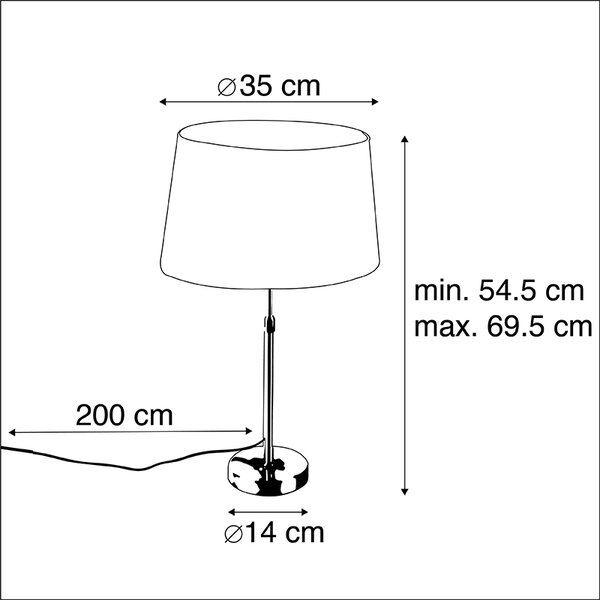 Stolní lampa zlatá/mosazná s černým lněným stínítkem 35 cm - Parte
