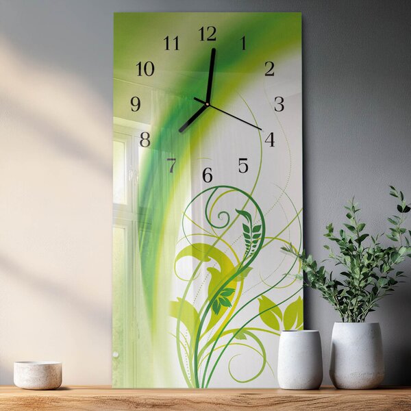 Skleněné hodiny vertikální Modelová rostlina zsppc-30x60-00172237