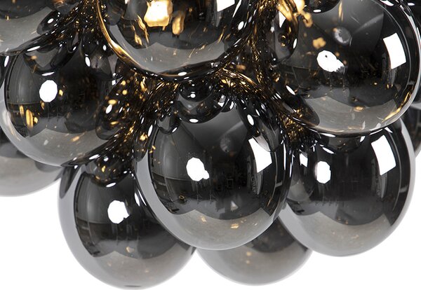 Designové závěsné svítidlo černé s kouřovým sklem kulaté 8-světlo - Uvas