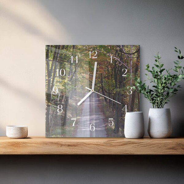 Skleněné hodiny Lesní cesta zskb-30x30-00079055