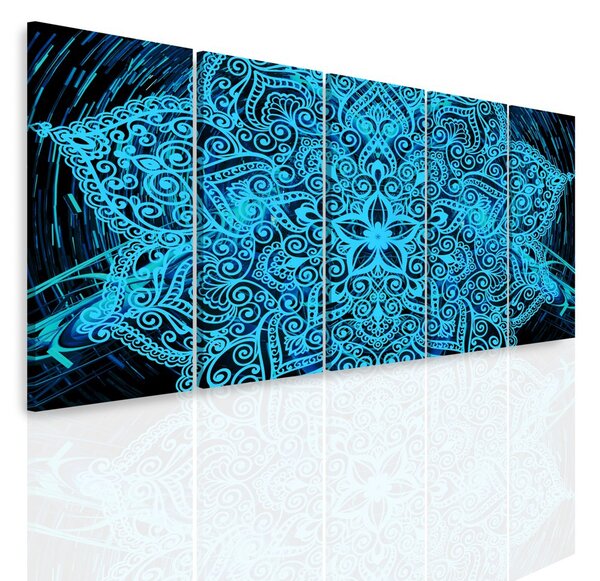 Malvis Vícedílný obraz - Modrá mandala v prostoru Velikost: 150x60 cm