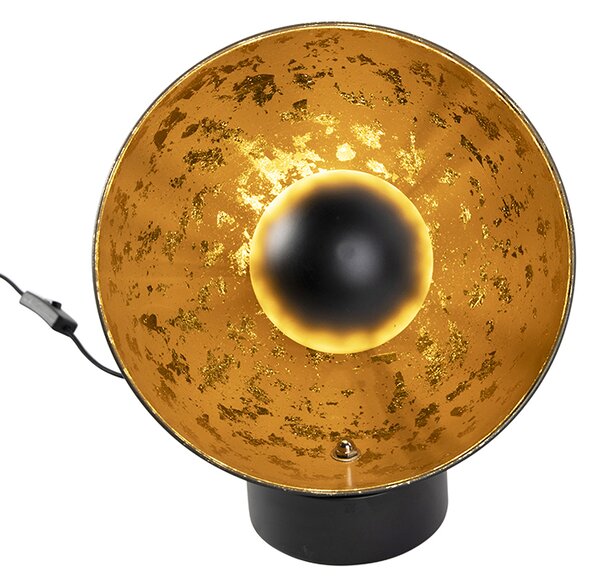Průmyslová stolní lampa černá se zlatým vnitřkem - Magna Eglip
