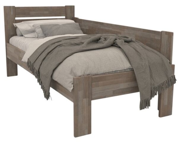 Rohová postel JOHANA pravá, buk/šedá, 90x200 cm