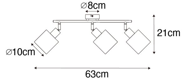 Moderní stropní svítidlo černé 3-světlo - Hetta