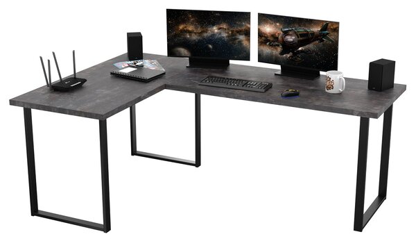 Rohový pc stůl Vintid (tmavý beton)