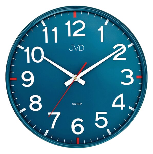 JVD Pastelové modré čitelné tiché netikající hodiny JVD HX2508.4