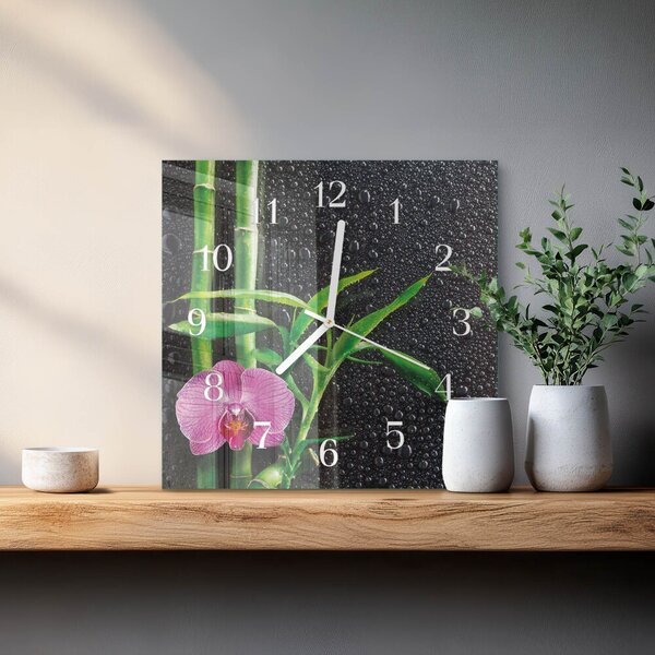 Skleněné hodiny Bambusové lázně zskb-30x30-00085733